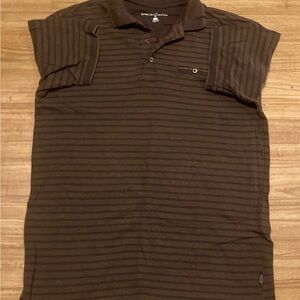 Beverly Hills Polo Club Brown Striped Polo Shirt